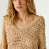 Pullover mit V-Ausschnitt und Ajourmuster Pullover mit V-Ausschnitt und Ajourmuster