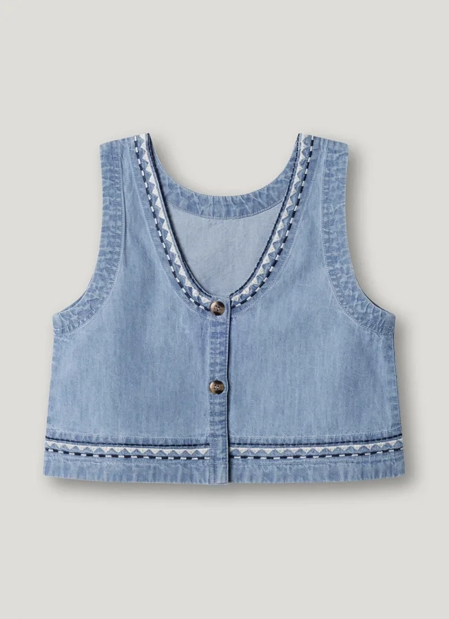 Ärmelloses Denim-Top Ärmelloses Denim-Top
