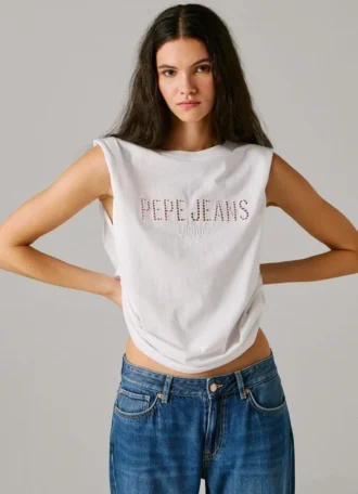 Ärmelloses Shirt mit durchbrochenem Logo