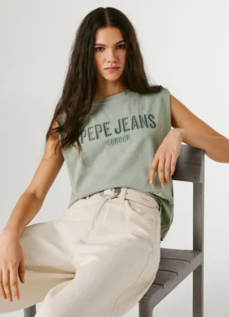 Ärmelloses Shirt mit durchbrochenem Logo