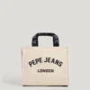 Schultertasche aus Baumwoll-Canvas mit aufgedrucktem Logo