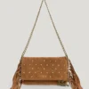 Schultertasche aus Wildleder mit Fransen