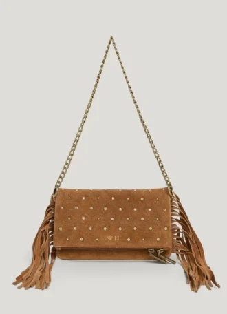 Schultertasche aus Wildleder mit Fransen