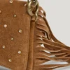 Schultertasche aus Wildleder mit Fransen