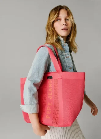 Shopper-Tasche mit Logo-Print
