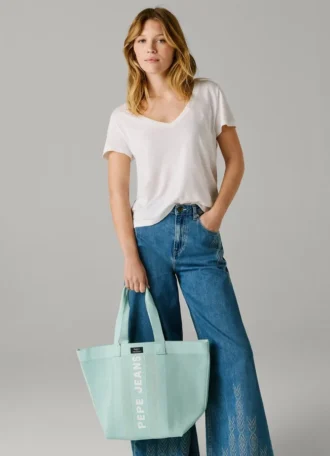 Shopper-Tasche mit Logo-Print