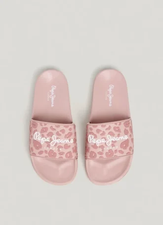 Slider-Sandalen mit Animal-Print