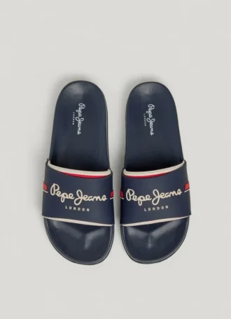 Slider-Sandalen mit Logo