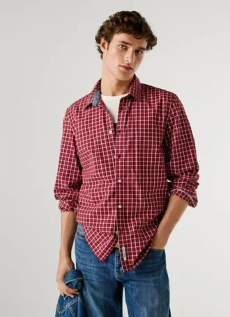 Slim-Fit-Hemd aus kariertem Popeline