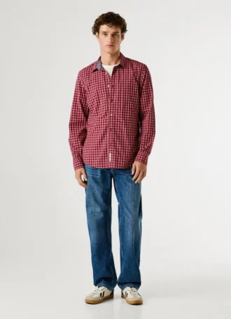 Slim-Fit-Hemd aus kariertem Popeline