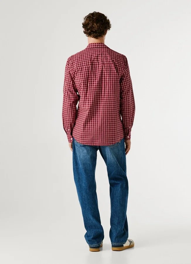 Slim-Fit-Hemd aus kariertem Popeline Slim-Fit-Hemd aus kariertem Popeline