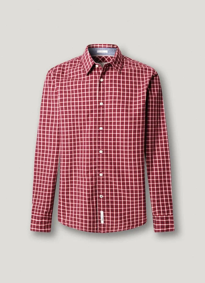 Slim-Fit-Hemd aus kariertem Popeline Slim-Fit-Hemd aus kariertem Popeline