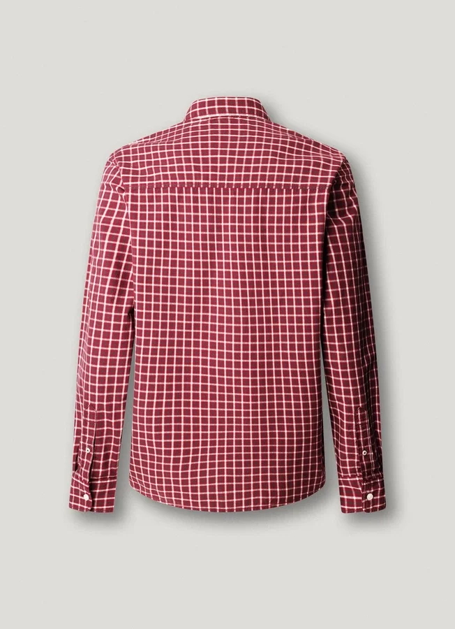 Slim-Fit-Hemd aus kariertem Popeline Slim-Fit-Hemd aus kariertem Popeline
