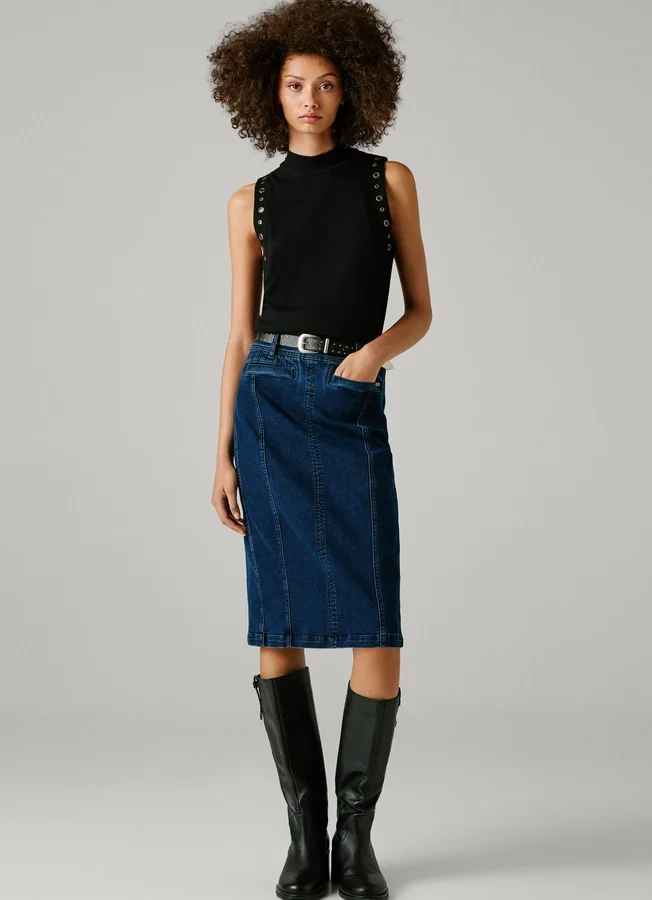 Slim-Fit-Jeansrock in Midi-Länge Slim-Fit-Jeansrock in Midi-Länge