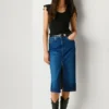 Slim-Fit-Jeansrock in Midi-Länge