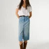 Slim-Fit-Jeansrock in Midi-Länge
