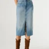 Slim-Fit-Jeansrock in Midi-Länge