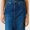 Slim-Fit-Jeansrock in Midi-Länge