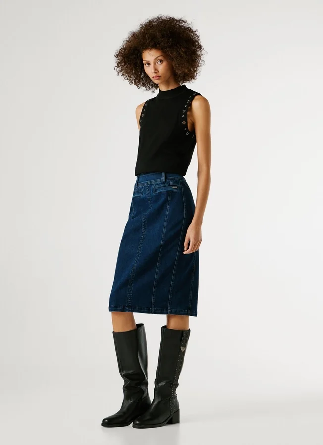Slim-Fit-Jeansrock in Midi-Länge Slim-Fit-Jeansrock in Midi-Länge