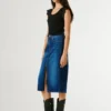 Slim-Fit-Jeansrock in Midi-Länge