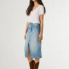 Slim-Fit-Jeansrock in Midi-Länge