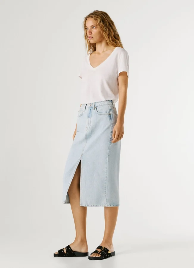 Slim-Fit-Jeansrock in Midi-Länge Slim-Fit-Jeansrock in Midi-Länge