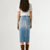 Slim-Fit-Jeansrock in Midi-Länge