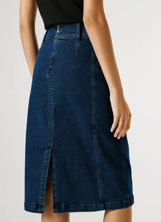 Slim-Fit-Jeansrock in Midi-Länge Slim-Fit-Jeansrock in Midi-Länge