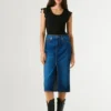 Slim-Fit-Jeansrock in Midi-Länge