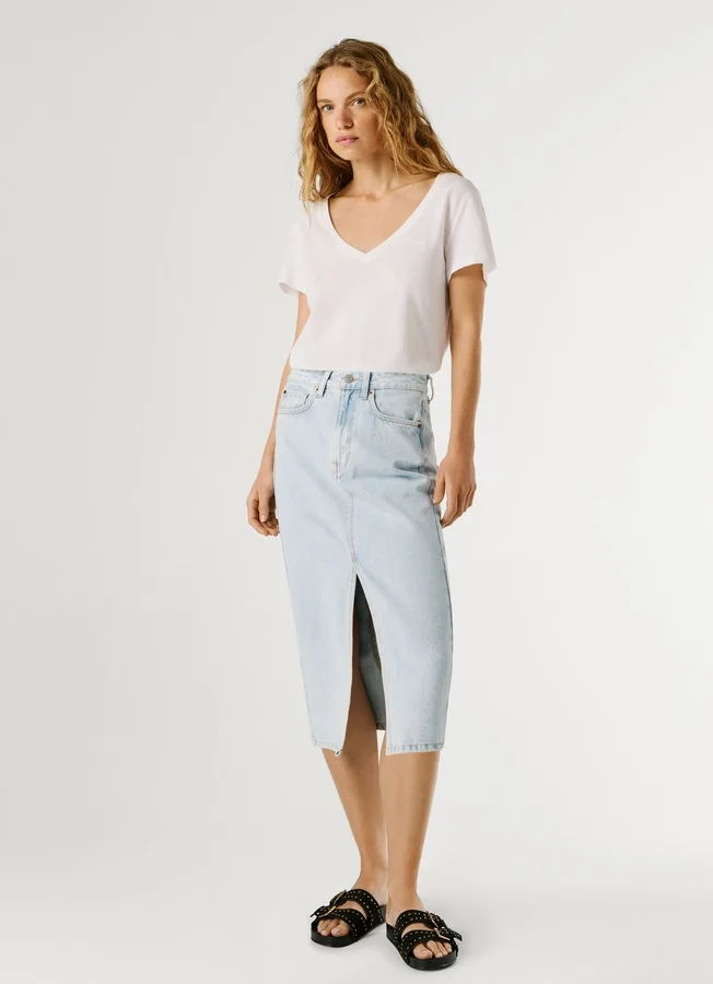 Slim-Fit-Jeansrock in Midi-Länge Slim-Fit-Jeansrock in Midi-Länge