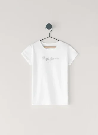 Slim Fit T-Shirt mit Glitzer-Logo