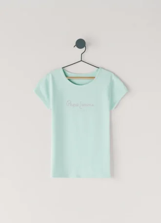 Slim Fit T-Shirt mit Glitzer-Logo