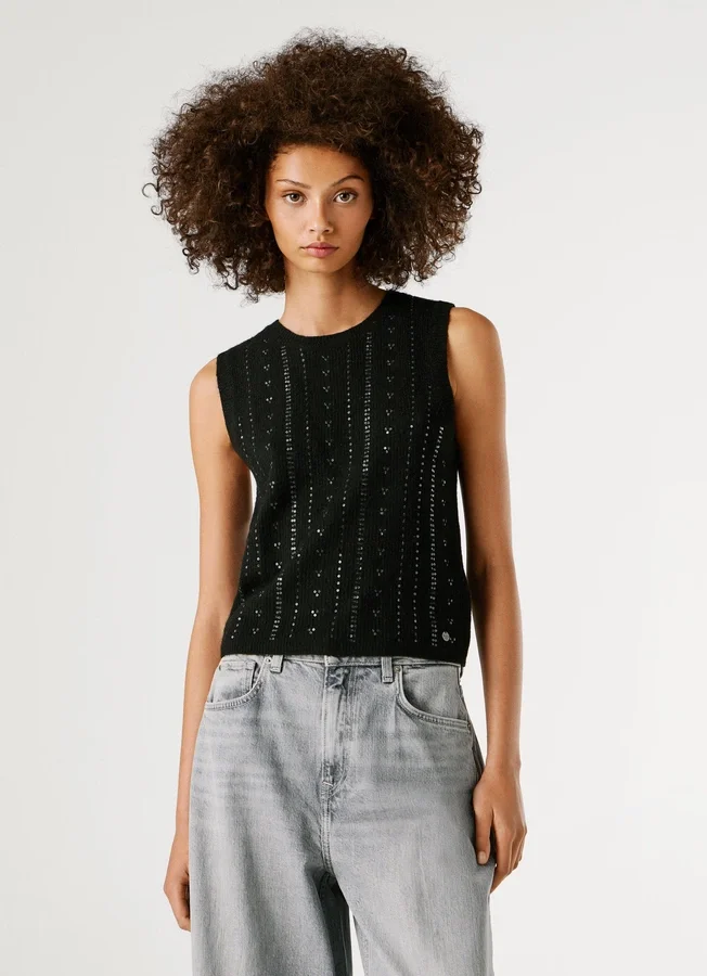 Strickoberteil mit Pailletten Strickoberteil mit Pailletten