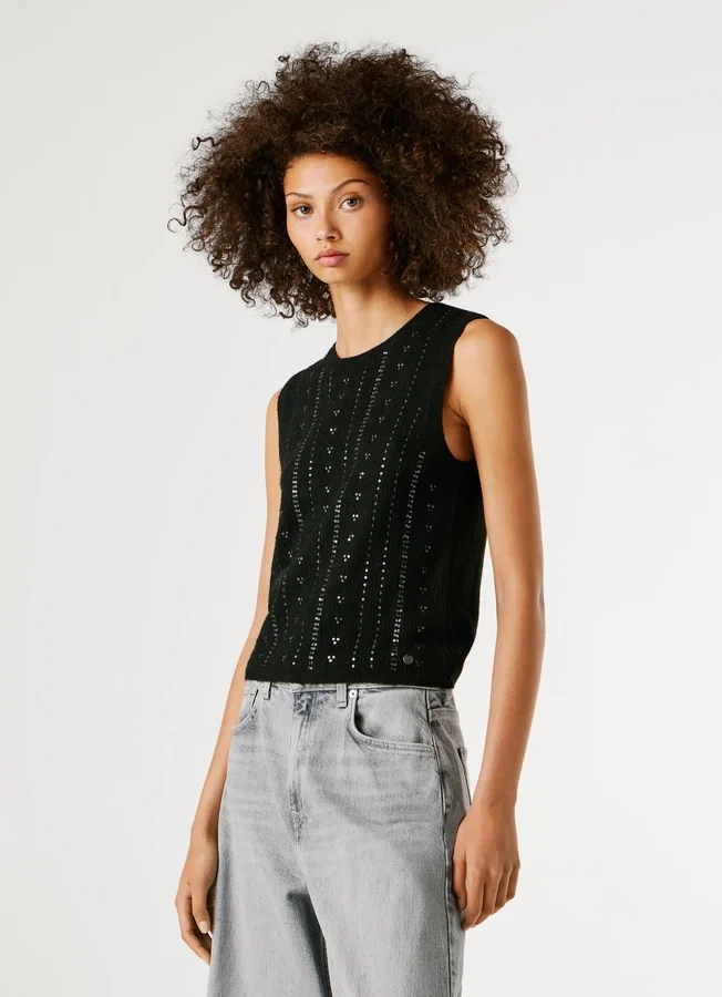 Strickoberteil mit Pailletten Strickoberteil mit Pailletten