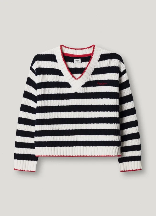 Strickpullover mit V-Ausschnitt Strickpullover mit V-Ausschnitt