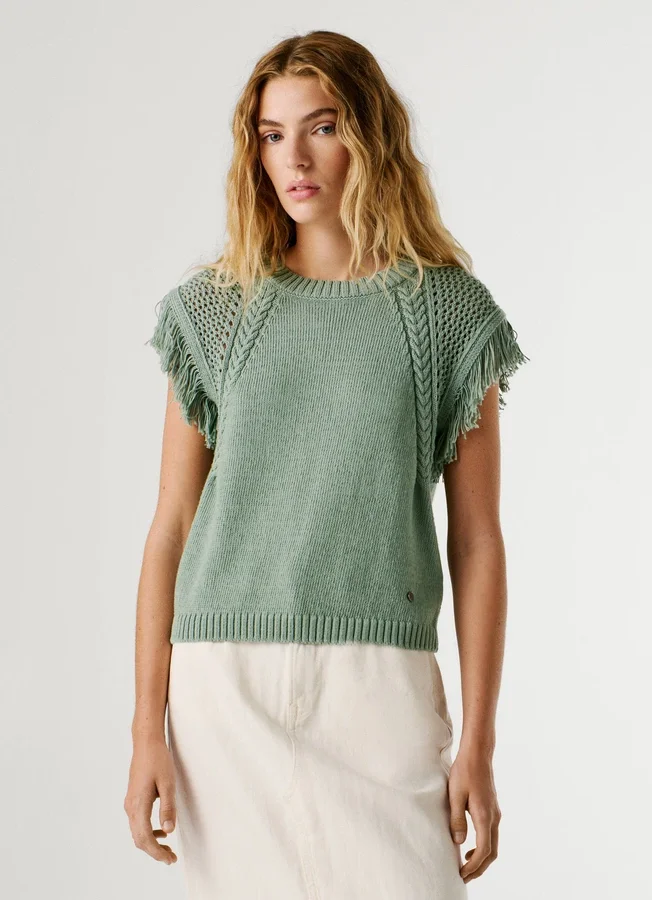 Strickweste mit Rundhalsausschnitt Strickweste mit Rundhalsausschnitt