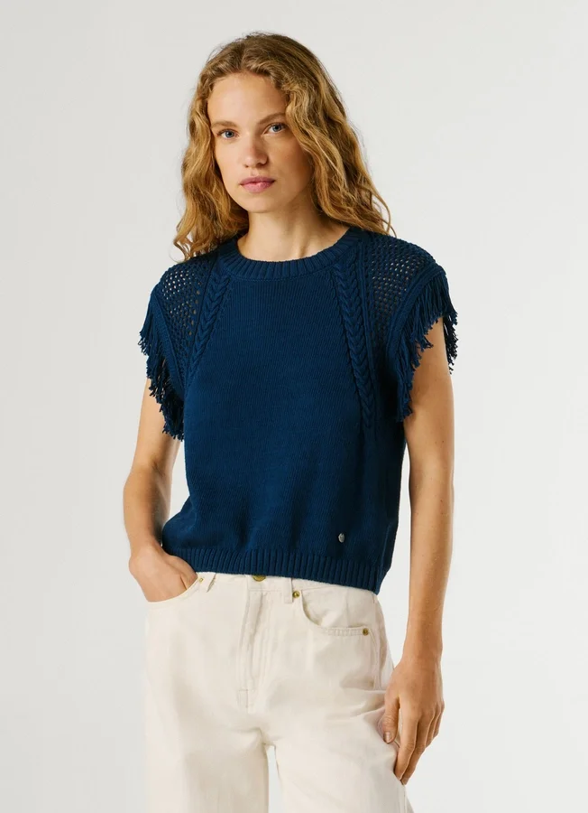 Strickweste mit Rundhalsausschnitt Strickweste mit Rundhalsausschnitt