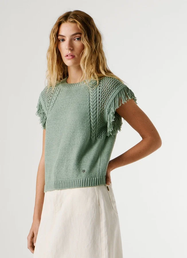 Strickweste mit Rundhalsausschnitt Strickweste mit Rundhalsausschnitt