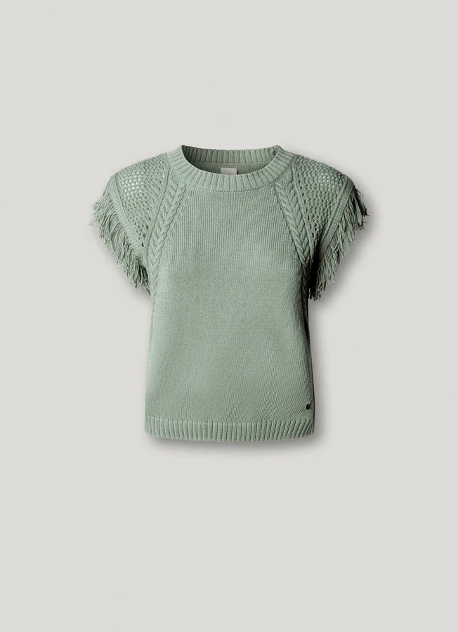 Strickweste mit Rundhalsausschnitt Strickweste mit Rundhalsausschnitt