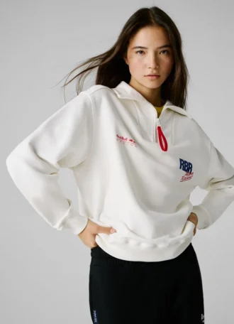 Sweatshirt mit halbem Reißverschluss und lockerer Passform