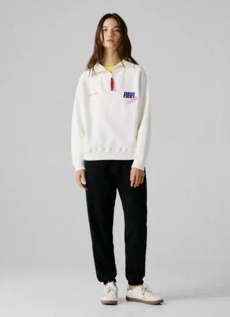 Sweatshirt mit halbem Reißverschluss und lockerer Passform