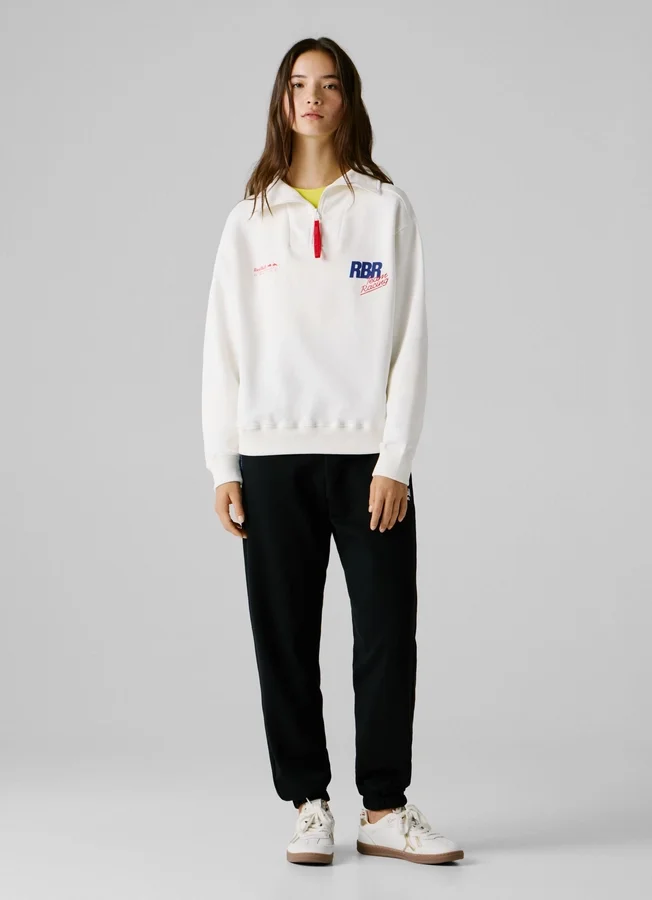 Sweatshirt mit halbem Reißverschluss und lockerer Passform Sweatshirt mit halbem Reißverschluss und lockerer Passform