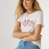 T-Shirt mit aufgedrucktem Blumenlogo