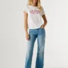 T-Shirt mit aufgedrucktem Blumenlogo