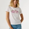 T-Shirt mit aufgedrucktem Blumenlogo