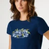 T-Shirt mit aufgedrucktem Blumenlogo