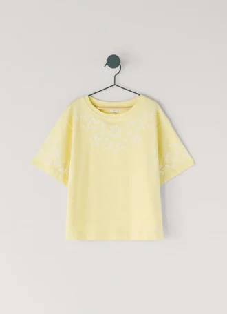 T-Shirt mit Blumenstickerei in lockerer Passform