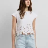 T-Shirt mit durchbrochenen Blumen T-Shirt mit durchbrochenen Blumen