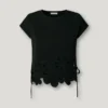 T-Shirt mit durchbrochenen Blumen T-Shirt mit durchbrochenen Blumen