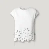 T-Shirt mit durchbrochenen Blumen T-Shirt mit durchbrochenen Blumen